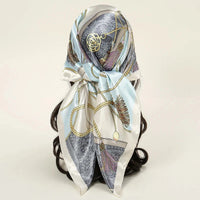 Satin Square Scarf Women Muslim Hijab Elegant 2025 Print Silk Neckerchief Shawl Wraps Headband Handle Hair Accessories Bandana Econic Blanks