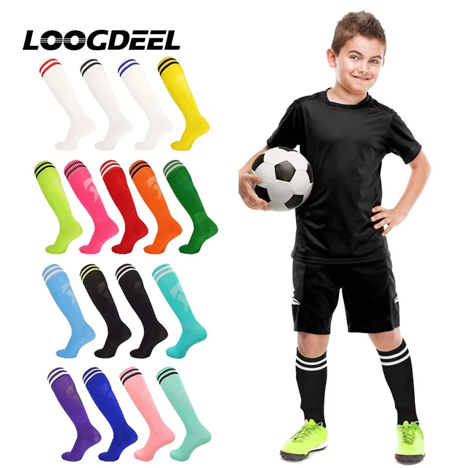 Loogdeel Football Socks Long Tube Knee Cotton Adults Children Legging Stockings Non-slip Soccer Baseball Running Sports Socks Quick Pick Grocers