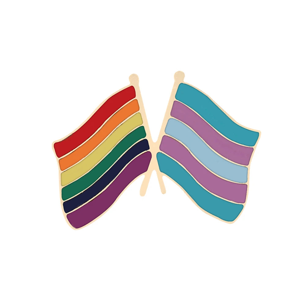 Rainbow Flag LGBT Pride Enamel Pin Inclusive Progress Non-binary Trans Les Bisexual Asexual Brooch Bag Denim Lapel Badge Jewelry Quick Pick Grocers