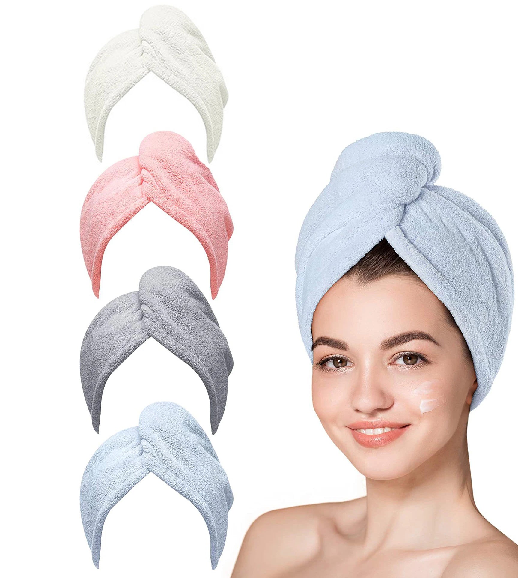 Towel Dry Hair Cap Microfiber Hair Drying Wrap Strong Water Absorbent Triangle Shower Hat Econic Blanks