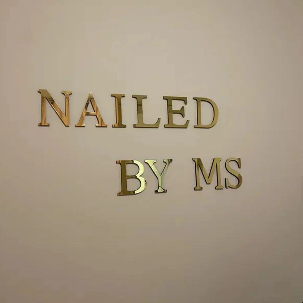 Gold English Letters Mirror 3D Wall Sticker Home Decoration Festival Party Wedding Decor Acrylic Mural Peel & Stick Wallpaper Quick Pick Grocers