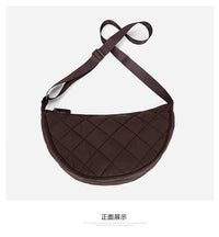 Waist Half Moon Belt Bag Solid Color Crossbody Bag Large Capacity Shoulder Bags Portable Nylon Plaid Travel Bags for Commuting Quick Pick Grocers