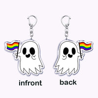 Cute Lgbt Halloween Keychain for Accessories Bag Gay Pride Lgbtq Spooky Ghost Lesbian Keyring Jewelry Rainbow Fans Friends Gifts Quick Pick Grocers