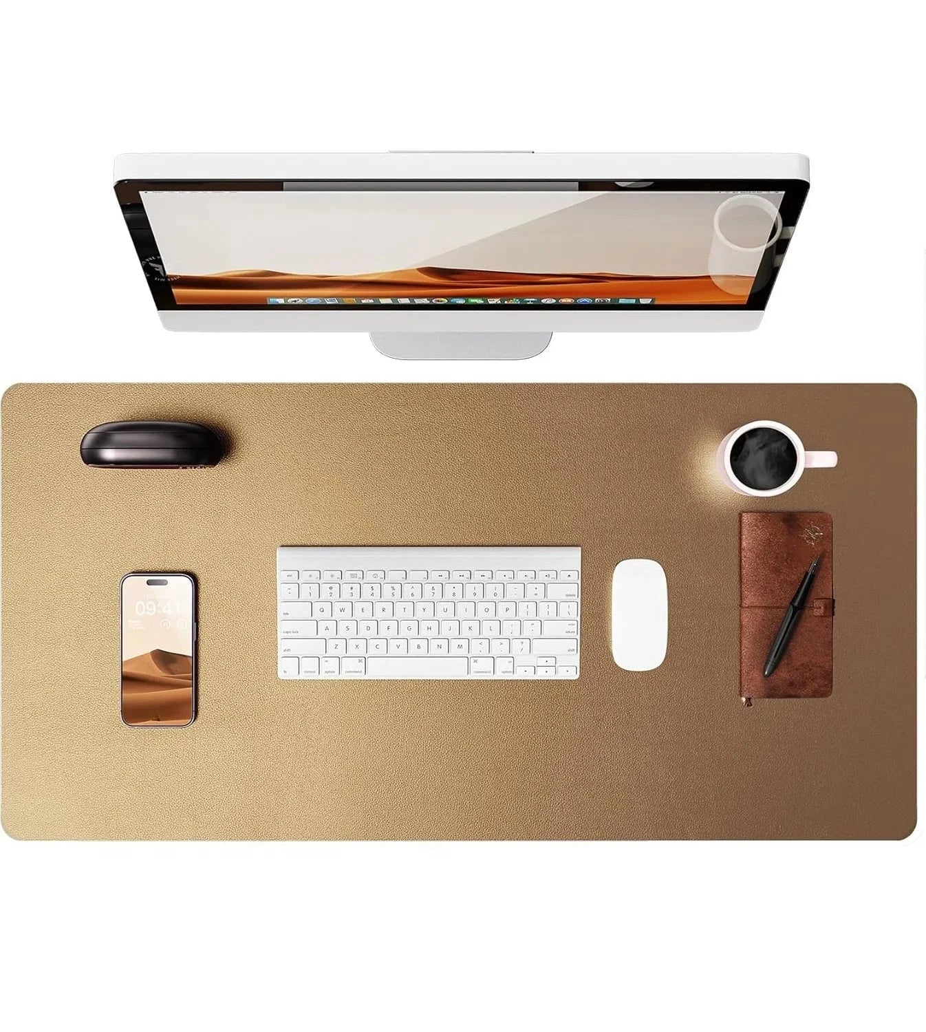 Large Mouse Pad,Office Desk Mat, Leather Desk Pad Protector, Non-Slip PU Leather Desk Blotter, Laptop Desk Pad Econic Blanks