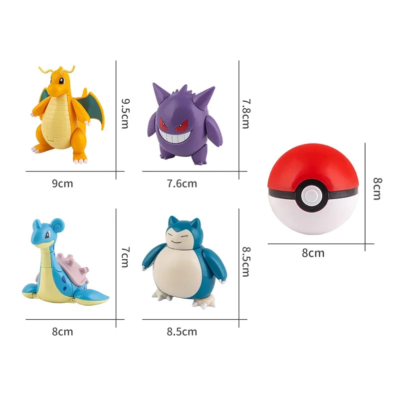 Pokemon Figures Toys Pocket Monsters Ball Model Pikachu Gengar Pokeball Dragonite Snorlax Pokeball Action Figures Toy Quick Pick Grocers
