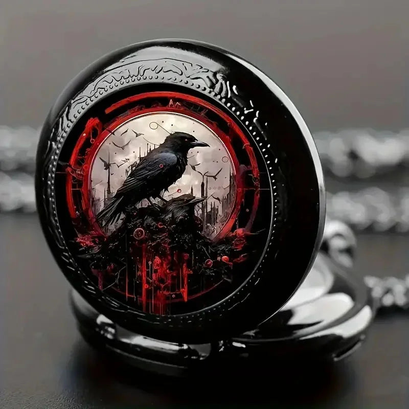 Colorful Pattern Medium Pocket Watch Retro Flip Decoration Necklace Watch Personalized Trend Male and Female Student Quartz Quick Pick Grocers