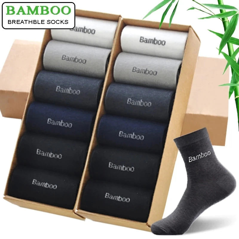 10Pairs/Lot Men Bamboo Socks Brand Comfortable Breathable Casual Business Men's Crew Socks High Quality Guarantee Sox Male Gift Quick Pick Grocers