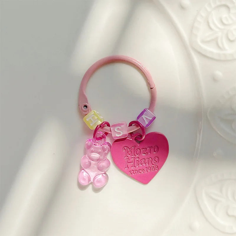 10pcs Metal Keyrings Buckle With Stars Bear Pendant Colored Keychain For Diy Jewelry Making Key Ring Accessories Wholesale Econic Blanks