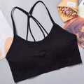 Sports Underwear Women Yoga Fitness Seamless Crop Top Wide Letter Straps Comfortable Workout Activewear Back Without Underwire I Quick Pick Grocers