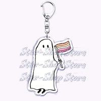 Cute Lgbt Halloween Keychain for Accessories Bag Gay Pride Lgbtq Spooky Ghost Lesbian Keyring Jewelry Rainbow Fans Friends Gifts Quick Pick Grocers