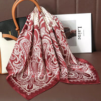 Luxury Print Satin Silk Square Scarf for Women Shawl Hijab Neckerchief Female Hair Ribbon Headband Fashion Wrap Bandana 2023 New Econic Blanks