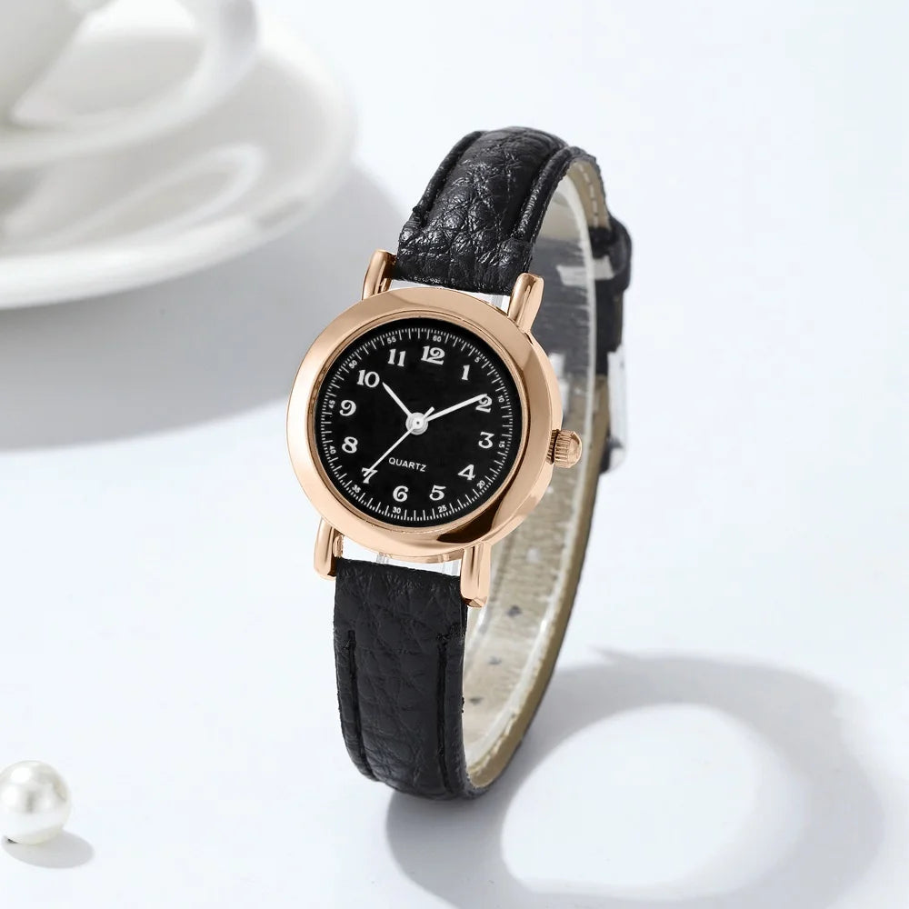 Women's Watch Fashion Small Arabic Quartz Watches Leather Band Wristwatches Quick Pick Grocers
