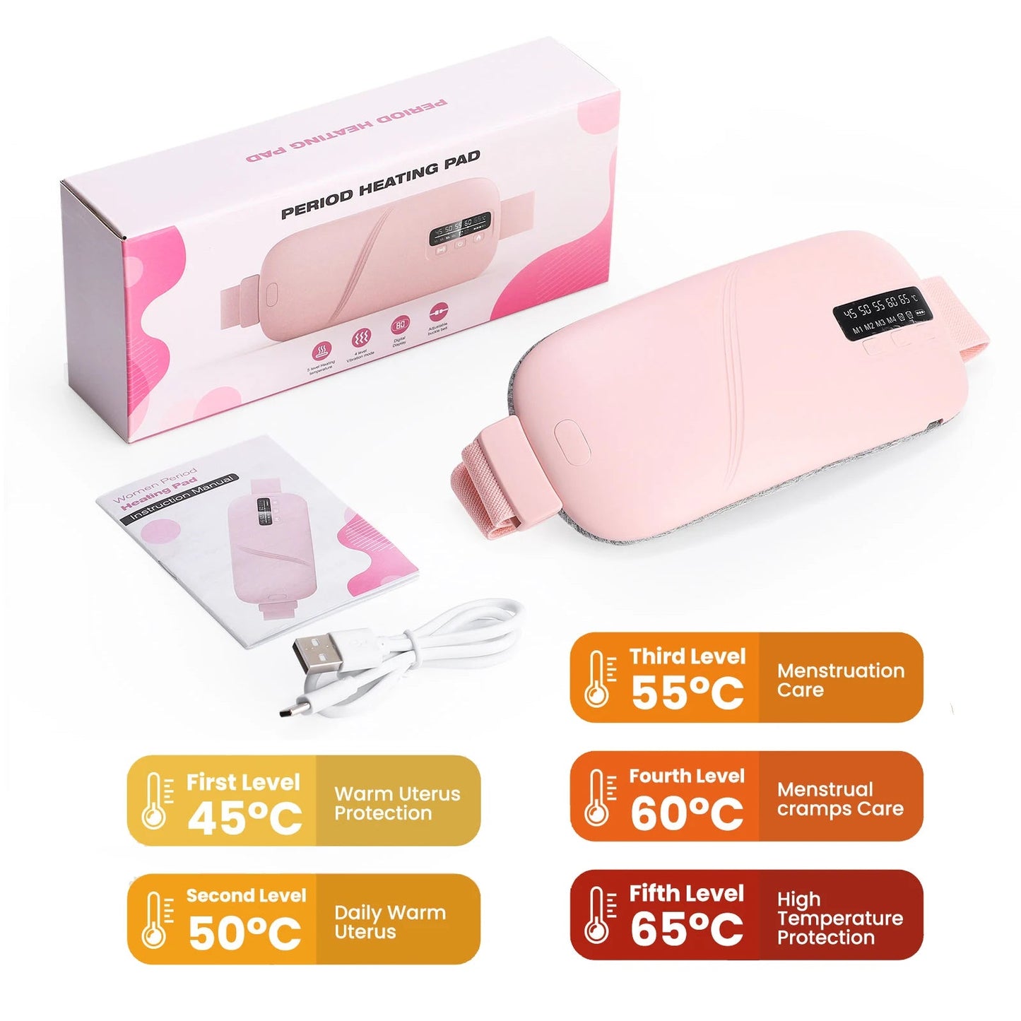 Electric Heating Pad Menstrual Cramp Massager Belt Women Period Care Hot Compress Device Vibration Abdominal Ulter Warmer Belt Quick Pick Grocers