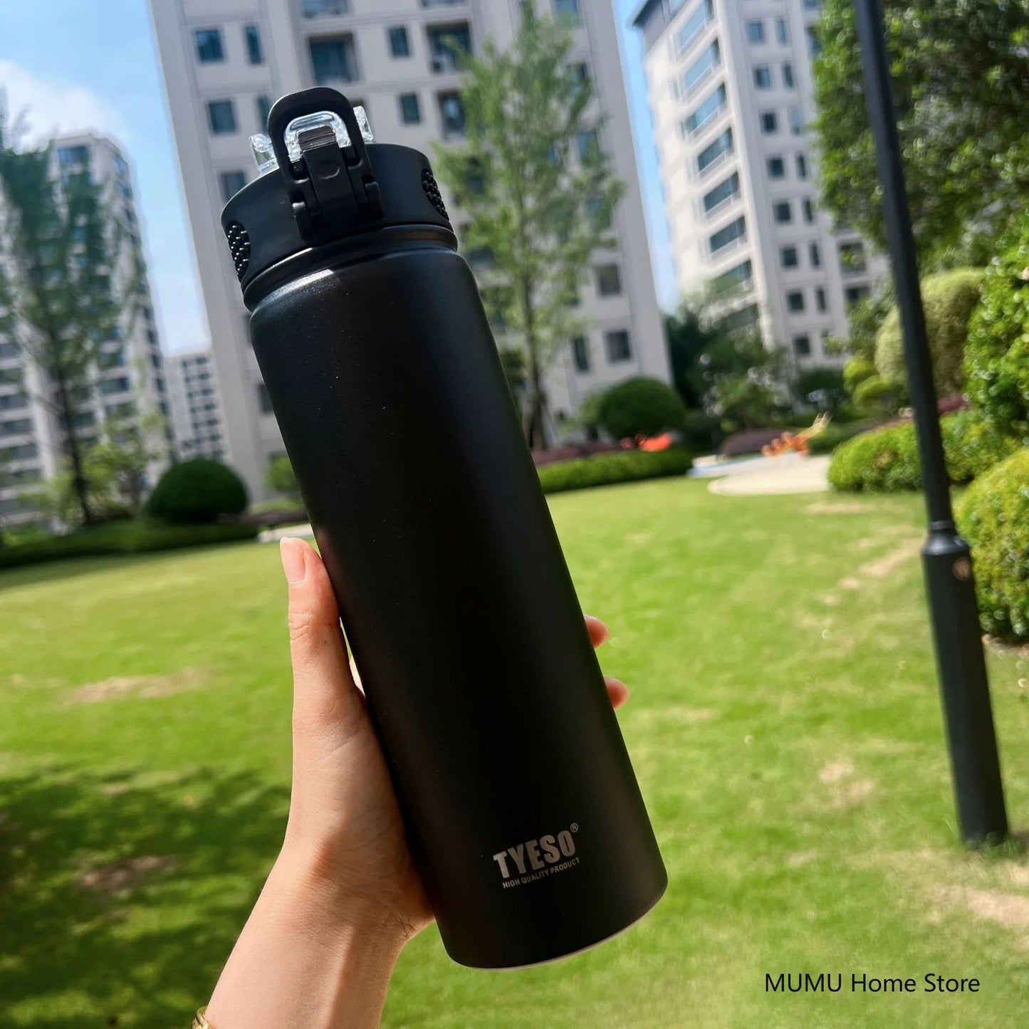 TYESO 600/750ML Thermos Bottle With Straw Stainless Steel Car Thermal Cup Sports Water Bottles Keeps Cold and Heat Thermal Mug Quick Pick Grocers