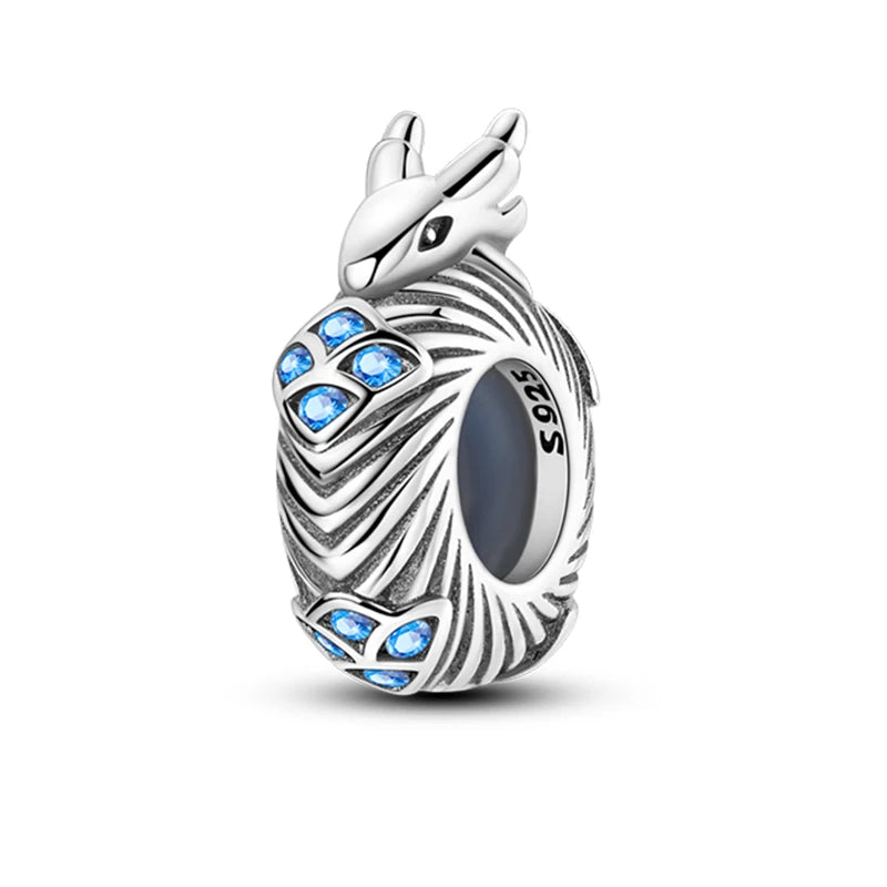 100% 925 Sterling Silver Rainbow Zircon Colorful Butterfly Dragon Shaped Silicone Stopper Charms Beads Fit DIY Bracelets Jewelry Econic Blanks