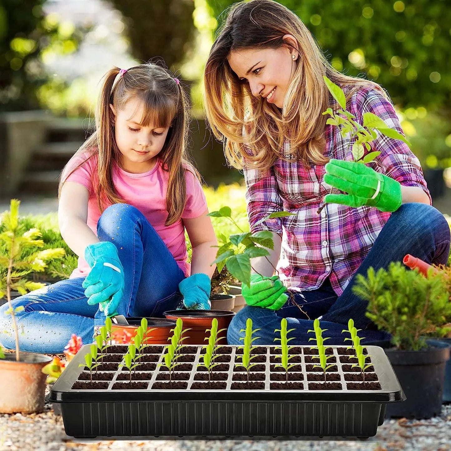 1 Set, Seed Starter Trays With 2 Long Strip Grow Lights, 40 Cells Seed Starter Kit With Humidity Dome For Home Gardene Quick Pick Grocers