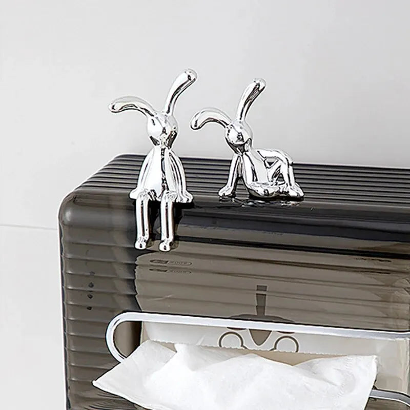 2PC Long-Eared Rabbit Double Statue Cartoon Decoration Accessories Living Room Bedroom Car Decoration Desktop Decorative Ornamet Quick Pick Grocers