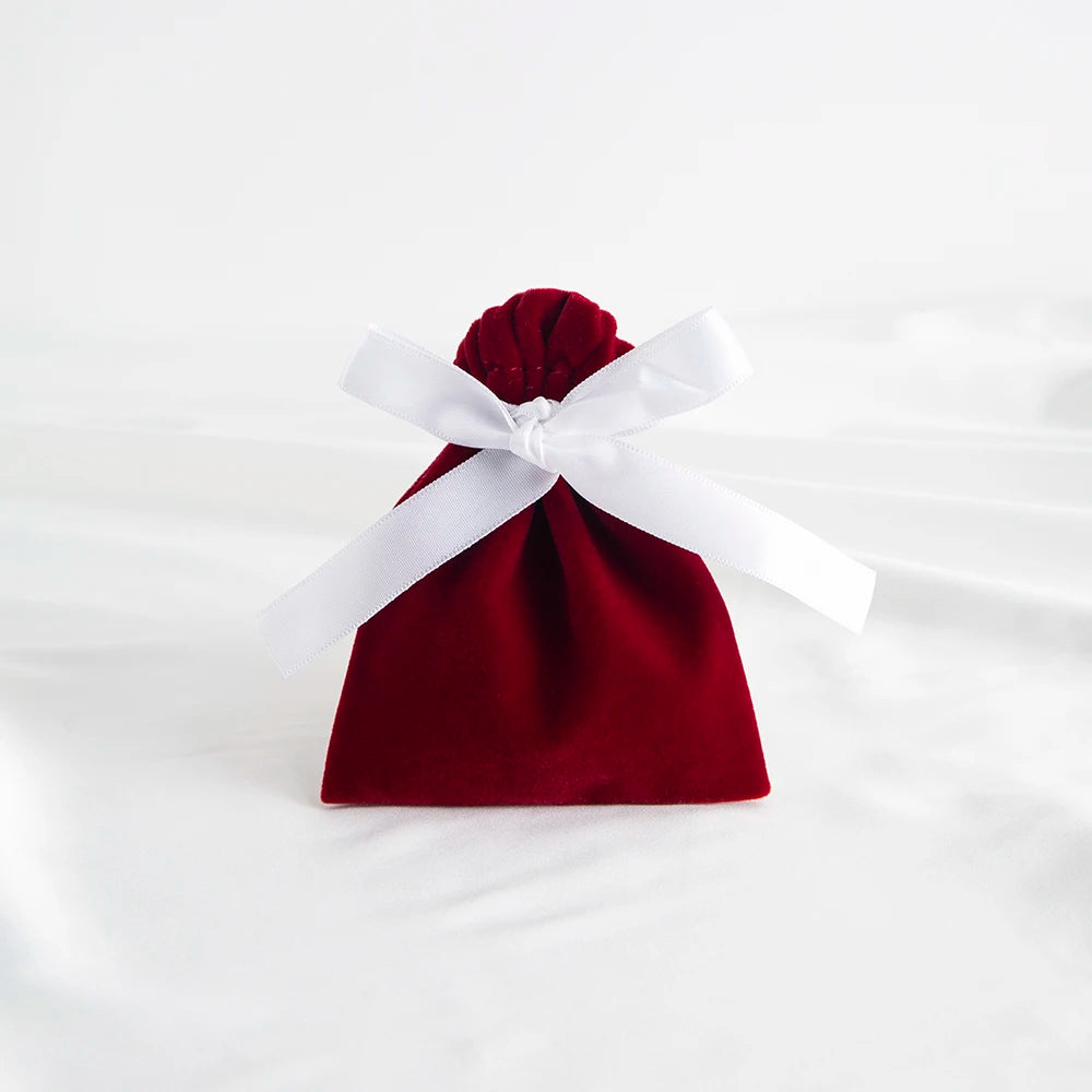 10pcs Green Jewelry Velvet Bag Ribbon Bowknot Pouches Gift Display Packing Storage Wedding Favors Travel Candy Drawstring Pocket Purest Peak