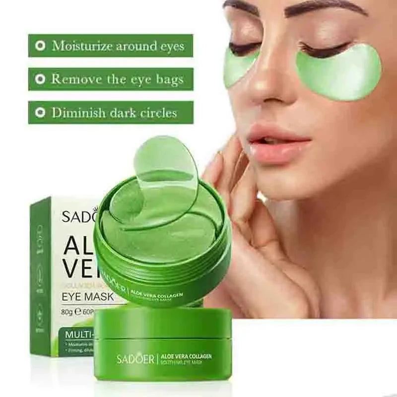 60pcs Aloe Vera Collagen Eye Mask Anti Dark Circles Removal Eyes Bags Moisturizing Firming Eye Patches Eyes Skin Care Products Quick Pick Grocers