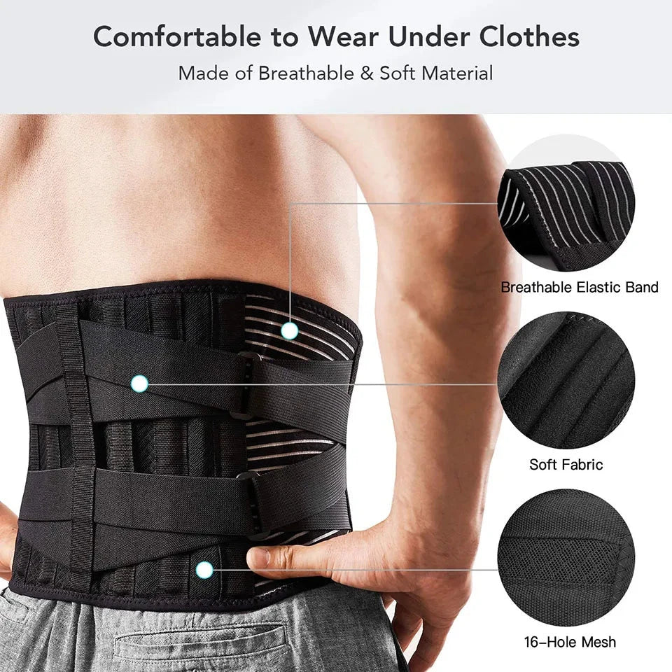 AOLIKES Lower Back Brace with 6 Stays Anti-skid Orthopedic lumbar Support Breathable Waist Support Belt for Gym Pain Relief Econic Blanks