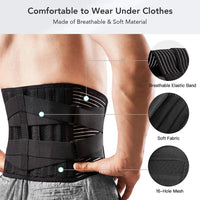 AOLIKES Lower Back Brace with 6 Stays Anti-skid Orthopedic lumbar Support Breathable Waist Support Belt for Gym Pain Relief Econic Blanks
