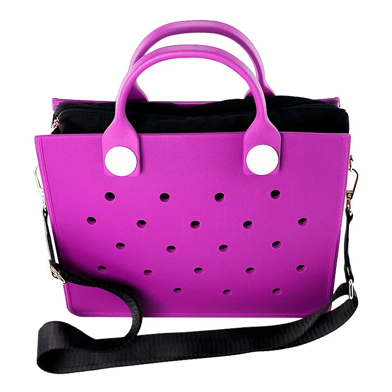EVA Large Leather Shoulder Bag Handbag Tote Bag Storage for Women Casual Waterproof Beach Bag Hole Fit Charm Fashion Storage Bag Quick Pick Grocers