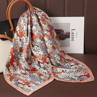 Luxury Print Satin Silk Square Scarf for Women Shawl Hijab Neckerchief Female Hair Ribbon Headband Fashion Wrap Bandana 2023 New Econic Blanks