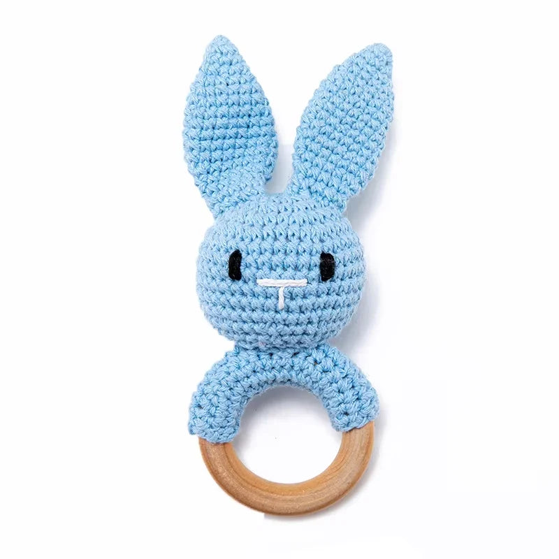 Baby Crochet Rattle Wooden Teether Toy BPA Free Wood Rodent Rabbit Rattle Baby Mobile Play Gym Newborn Educational Music Toys Purest Peak