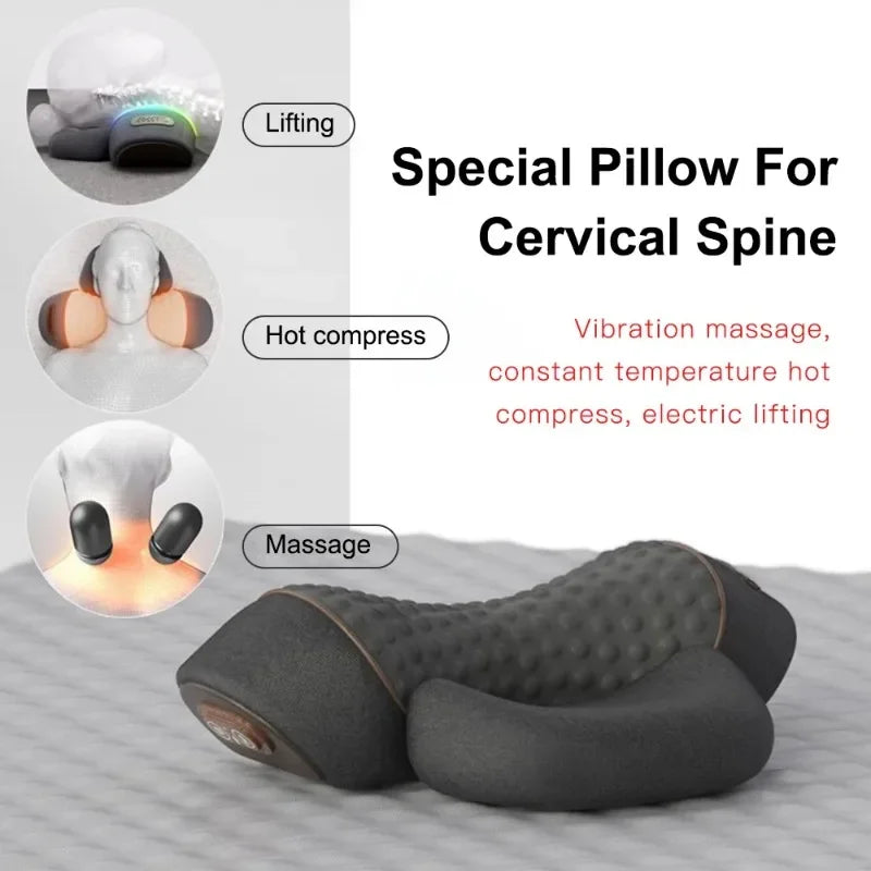 Electric Neck Massager Pillow Cervical Stretcher Heating Vibration Massage Back Traction Orthopedic Sleeping Pillows Support Quick Pick Grocers