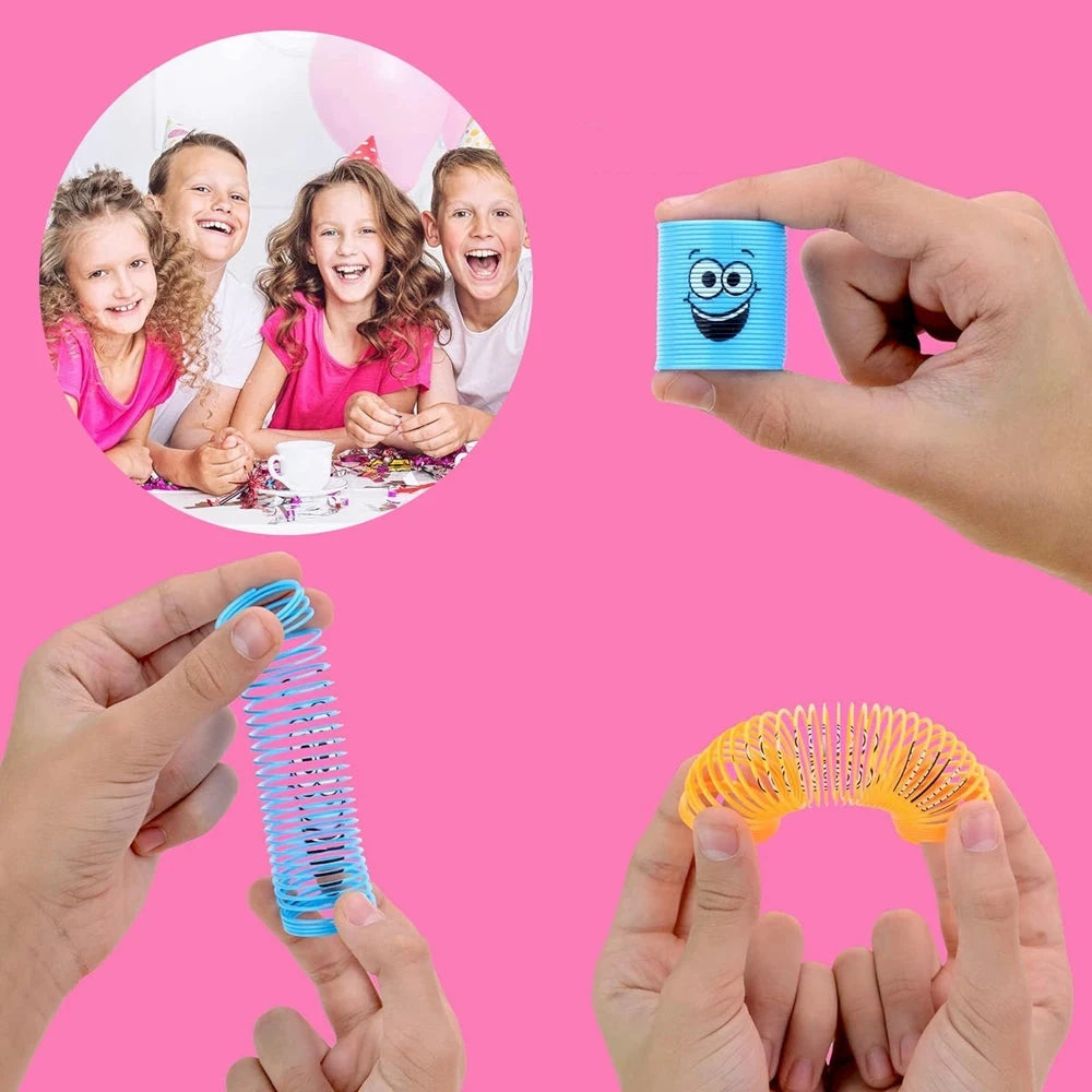 12PCS for Kids Girls Boys Smiling Face Spring Rainbow Magic Fidget Stress Coil Springs Bulk Mini Toys Party Favors Toys Econic Blanks