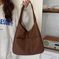 Large capacity tote bag, new black leather simple casual commuting women's bag, fashionable and versatile single shoulder bag Econic Blanks