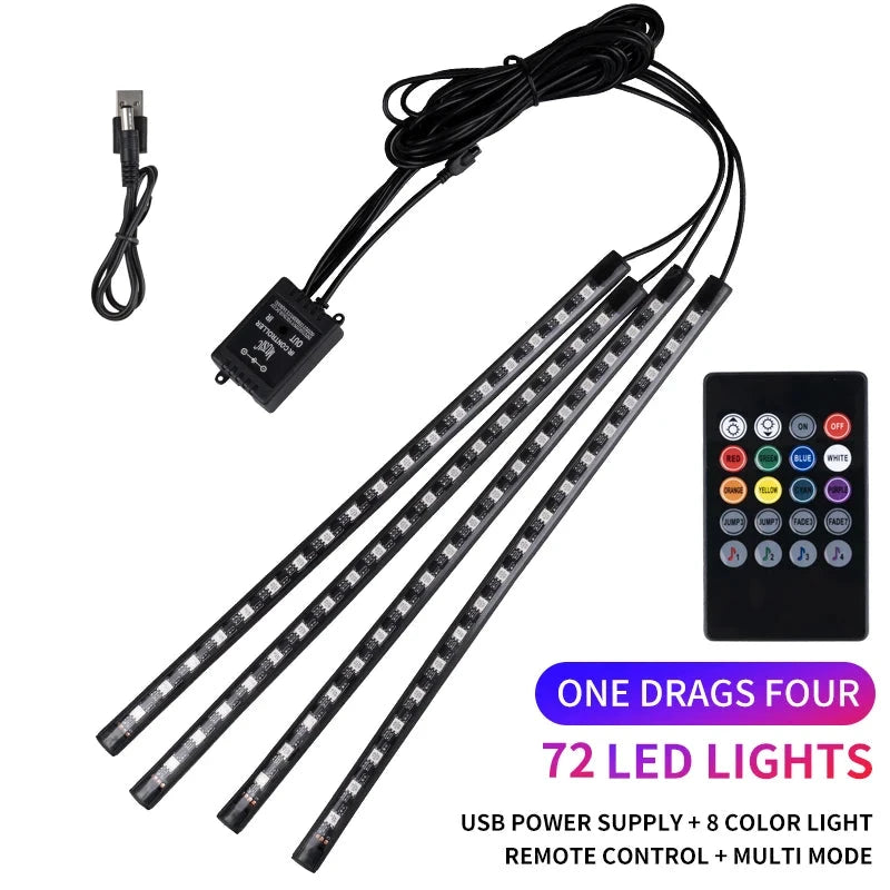 Neon LED Car Interior Ambient Foot Strip Light Kit Accessories RGB Backlight Remote App Music Control Auto Decorative Lamp Econic Blanks