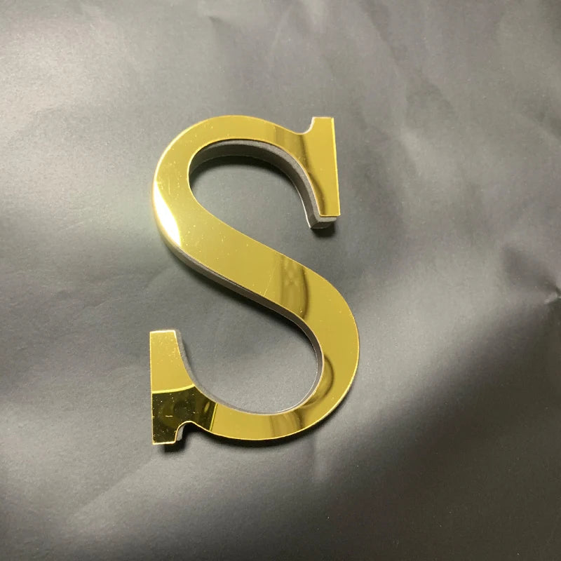 Gold English Letters Mirror 3D Wall Sticker Home Decoration Festival Party Wedding Decor Acrylic Mural Peel & Stick Wallpaper Quick Pick Grocers