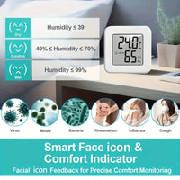 Indoor Mini Temperature and Humidity Meter, Bedroom Temperature Meter, Portable Electronic Digital Display, Humidity and Tempera Econic Blanks