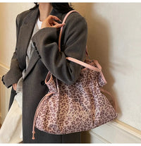 Brand Women's Shoulder Bag Y2k Fashion Sweet Polka Dot Handbag Korean Casual Versatile Leopard Print Brown Frosted Tote Bags Quick Pick Grocers