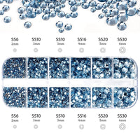 2400pcs+ Shiny Clear Crystal Gems Nail Rhinestones 1.5-4mm Mixed Round Glass Stone Flatback Nail Charms 12grids Nail Diamond DIY Econic Blanks