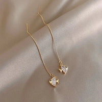 Simple Geometric Square Drop Earring For Women Korean Fashion Gold-color Line Long Tassel Dangle Earrings Party Jewelry Gift Econic Blanks