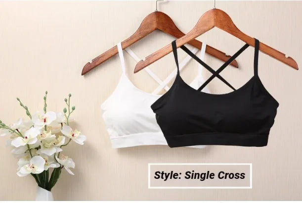 Sports Underwear Women Yoga Fitness Seamless Crop Top Wide Letter Straps Comfortable Workout Activewear Back Without Underwire I Quick Pick Grocers