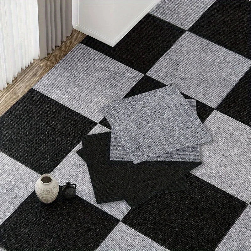 30x30cm DIY Modern Carpet Self-adhesive Anti Slip Block Fully Spread Floor Mat Bedroom Study Office Can Be Cut Quick Pick Grocers