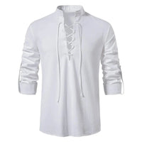 King Billion Men's Shirts Casual Men Cotton Linen Long Sleeve T-shirt Spring Autumn Vintage Shirt US Size Drawstring Neck Quick Pick Grocers