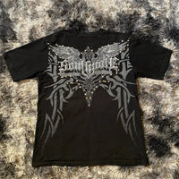 Classic Y2K Gothic Style T-shirt Print Oversized T Shirt High Street Shirts Gothic Round Neck Cotton Tops New Mens Women T Shirt Quick Pick Grocers