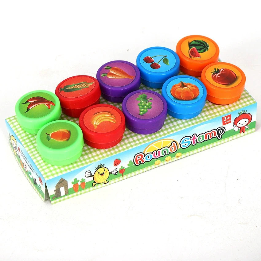 10pcs Assorted Stamps for Kids Self-ink Stamps Children Toy Stamps Smiley Face Seal Scrapbooking DIY Painting Photo Album Decor Quick Pick Grocers