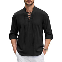Men's Renaissance Shirt Pirate Medieval Viking top Cotton Linen Shirts Men Long Sleeved Halloween Costume Quick Pick Grocers
