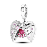 2025 Hot Sale Charms Bead 925 Sterling Silver Pink Butterfly Luminous Firefly Dangle Fit Bangle Bracelet Necklace DIY Jewelry Econic Blanks