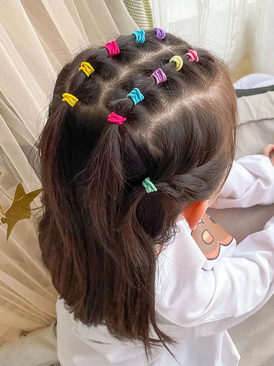 100pcs Toddler Kids Colorful Rubber Band Set 2cm High Elastic Thumb Rings That Don't Hurt Hair Baby Scrunchies Small Thread Purest Peak
