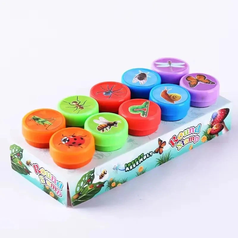 10pcs Assorted Stamps for Kids Self-ink Stamps Children Toy Stamps Smiley Face Seal Scrapbooking DIY Painting Photo Album Decor Econic Blanks