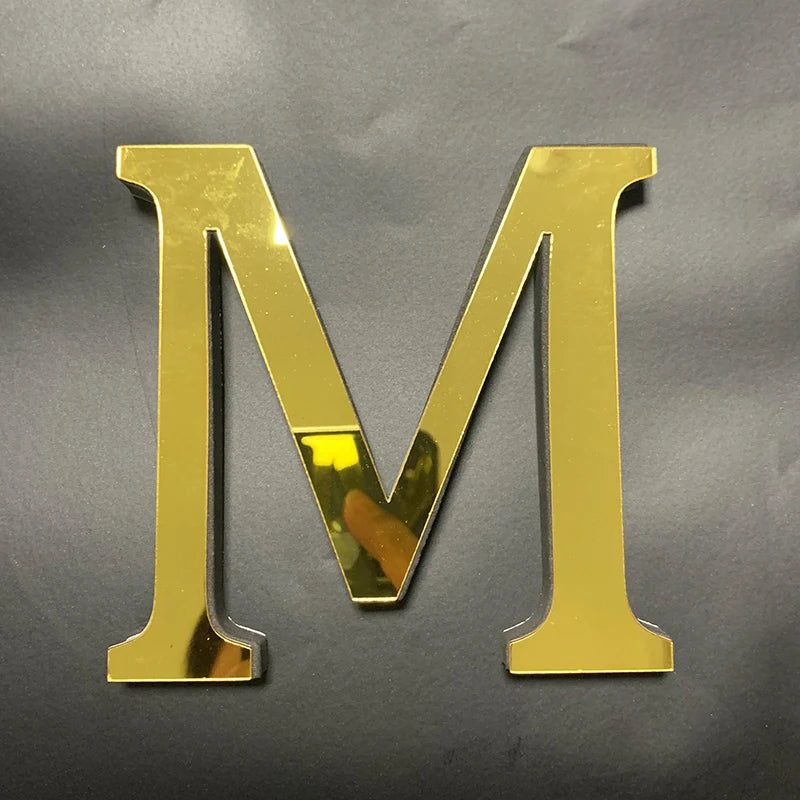 Gold English Letters Mirror 3D Wall Sticker Home Decoration Festival Party Wedding Decor Acrylic Mural Peel & Stick Wallpaper Quick Pick Grocers