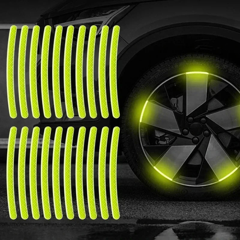 Car Wheel Hub Reflective Stripes Stickers – Night Safety Tire Rim Decals, Waterproof Warning Tape for Vehicle Decoration Econic Blanks