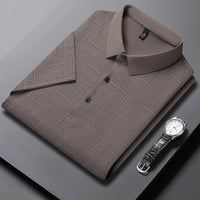2024 Men's New Printed Business Casual Short sleeved POLO Shirt Fashion Short sleeved Comfortable and Breathable Top Quick Pick Grocers
