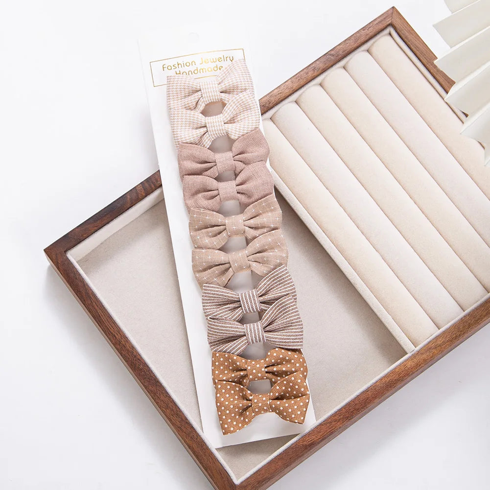 10Pcs/Set Mini Hair Bows Clips Baby Girls Cute Froal Print Plaid Hairbows Checkered Gingham Hairpins Korean Safety Kids Headwear Purest Peak